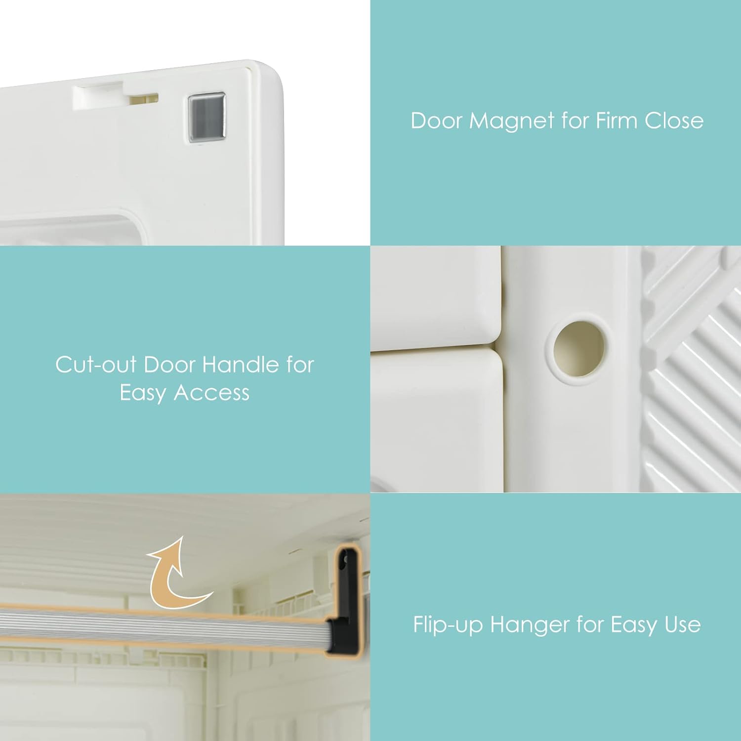 Portable Foldable Wardrobe with Magnetic Doors & Hanging Rods