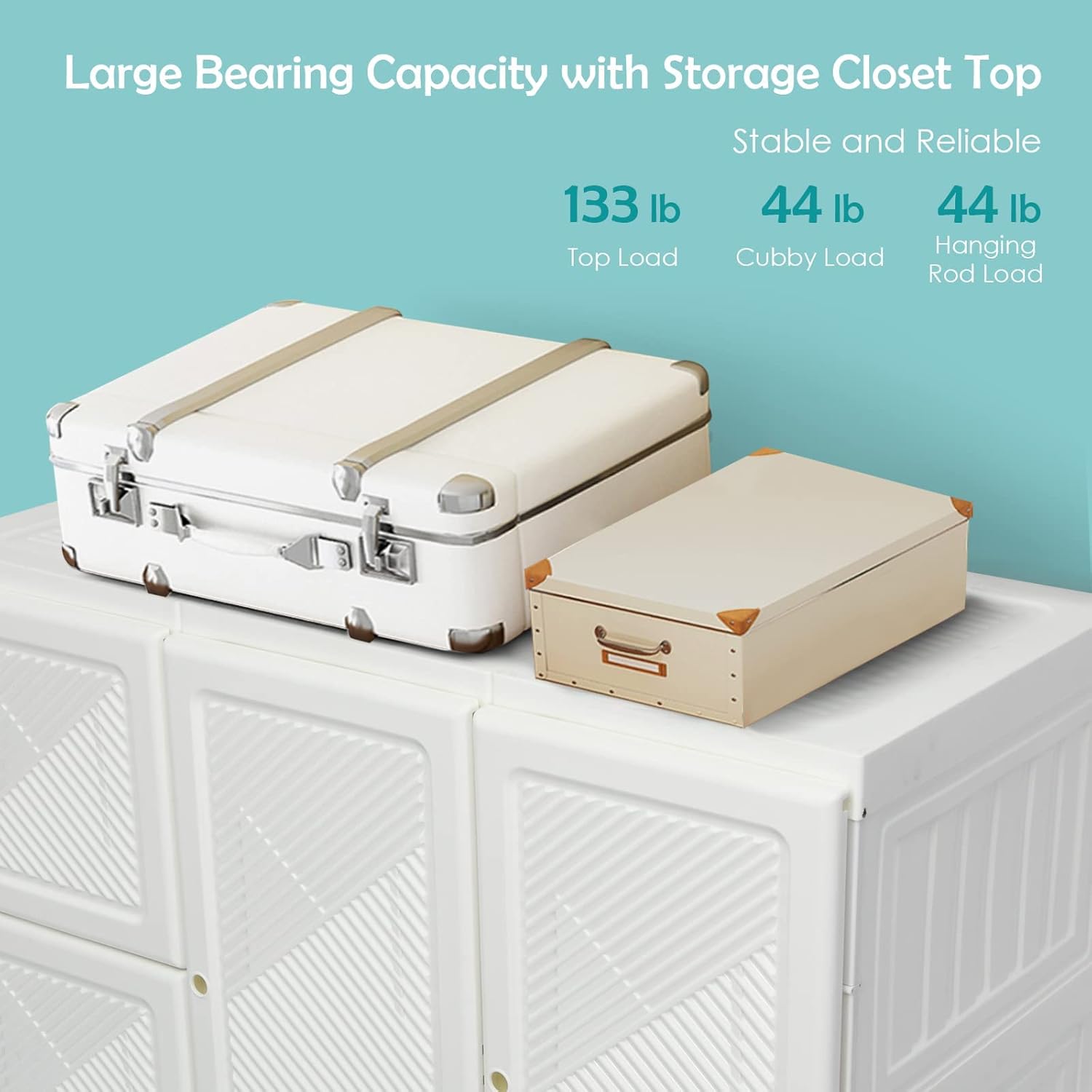 Portable Foldable Wardrobe with Magnetic Doors & Hanging Rods