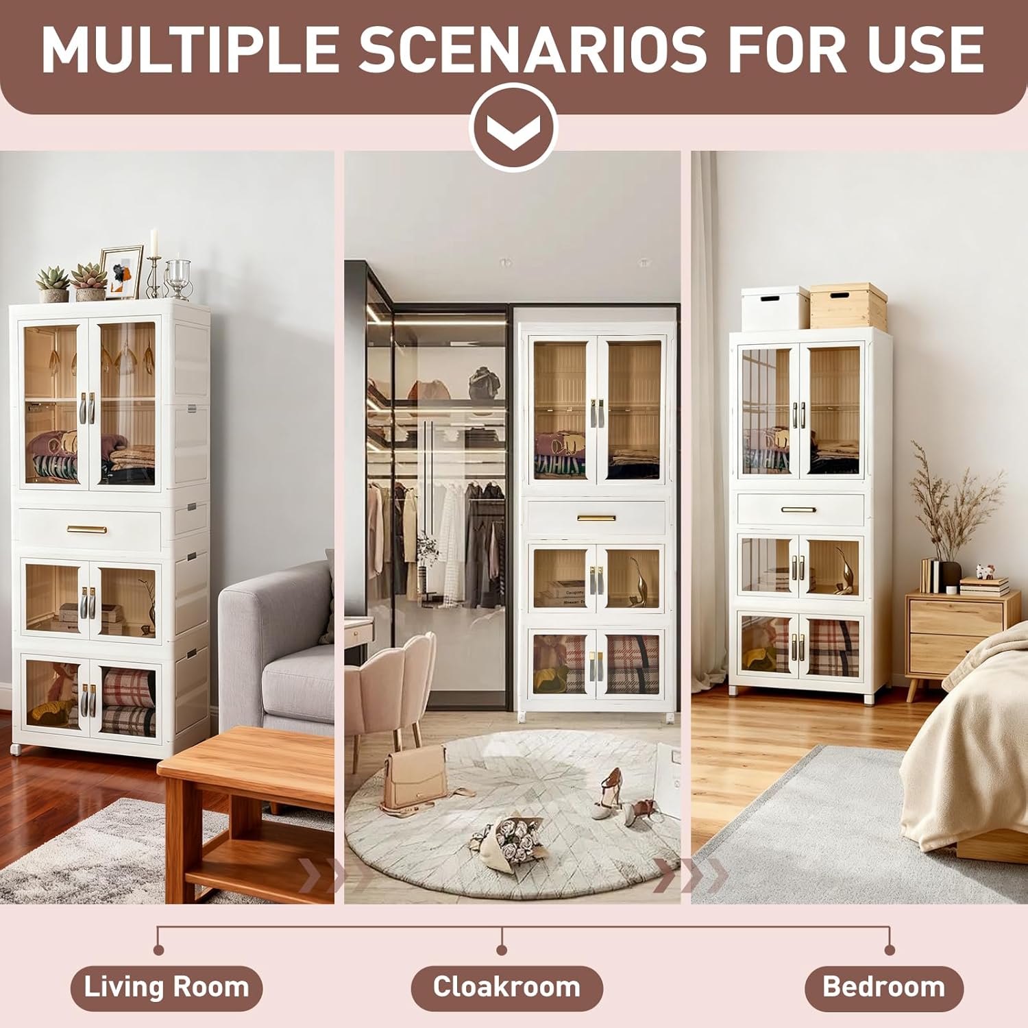 SAYMA 3-Tier Pet Wardrobe Cabinet with Drawer & Hanging Rod