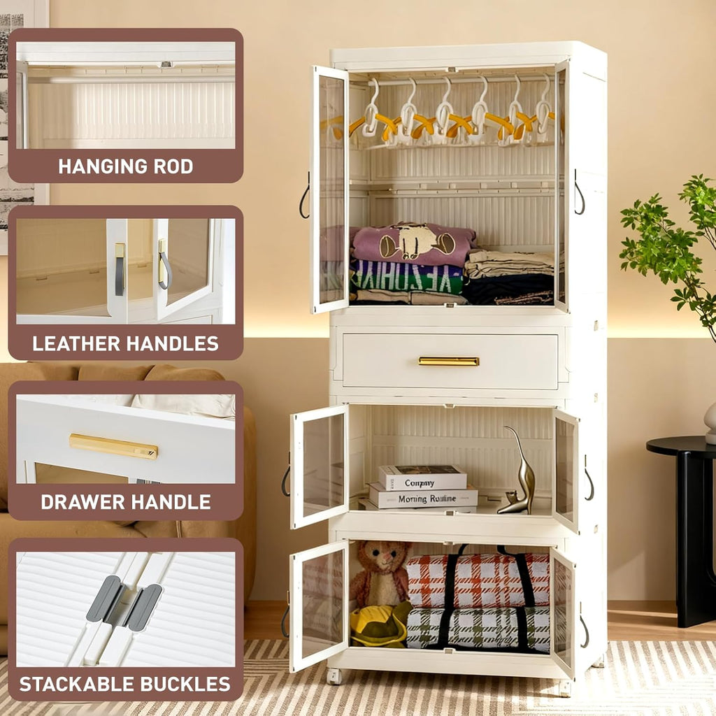 SAYMA 3-Tier Pet Wardrobe Cabinet with Drawer & Hanging Rod