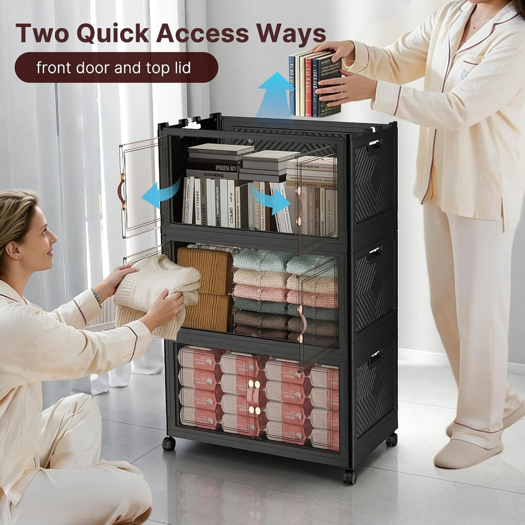 UAMFURI 720QT Extra Large Lockable Storage Bins with Wheels & Lids, 4 Pack Black