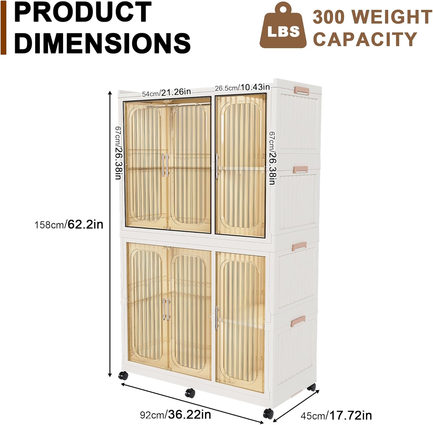 4-Cube Kids Plastic Wardrobe with Magnetic Doors & Wheels