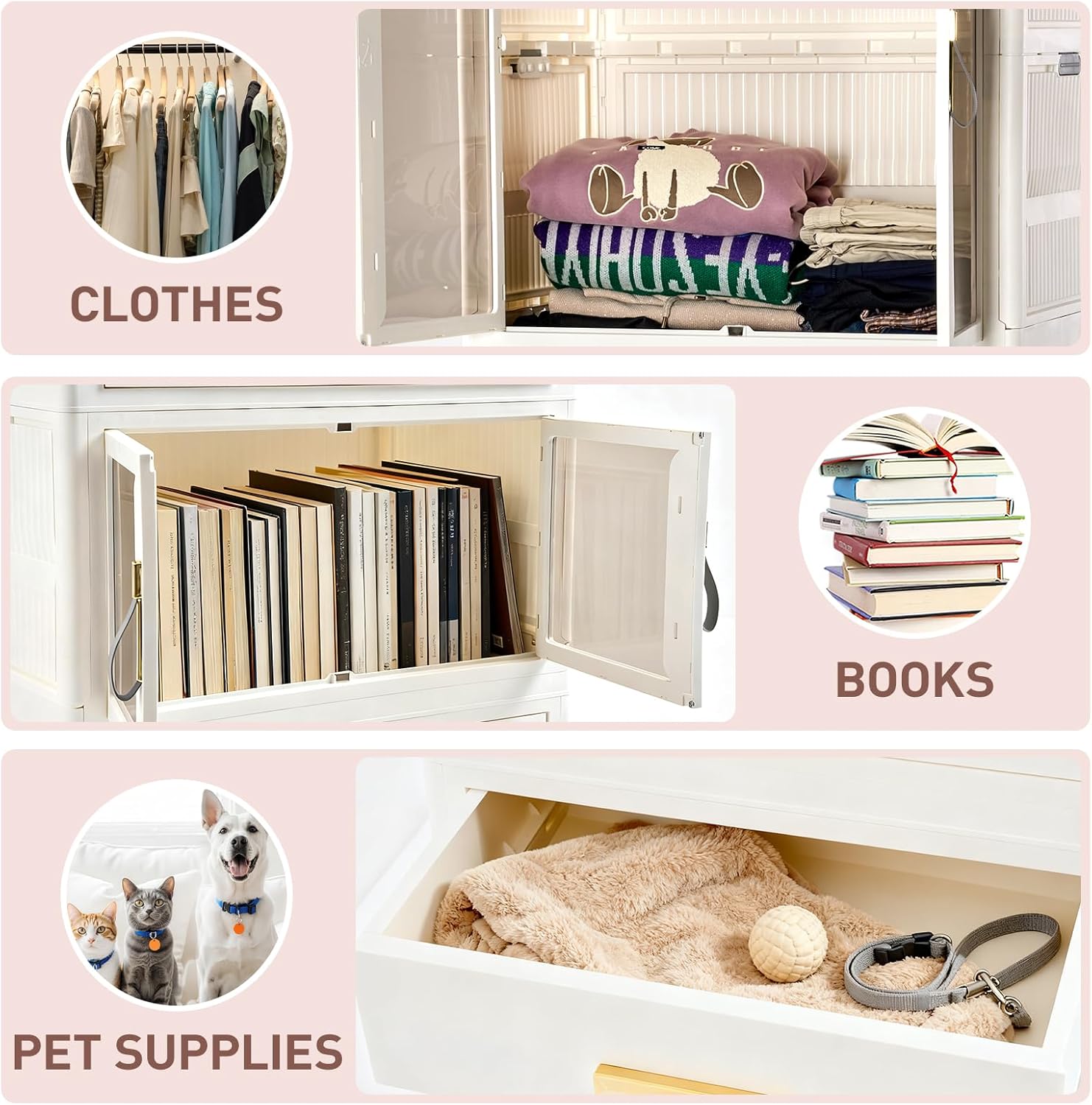SAYMA 3-Tier Pet Wardrobe Cabinet with Drawer & Hanging Rod
