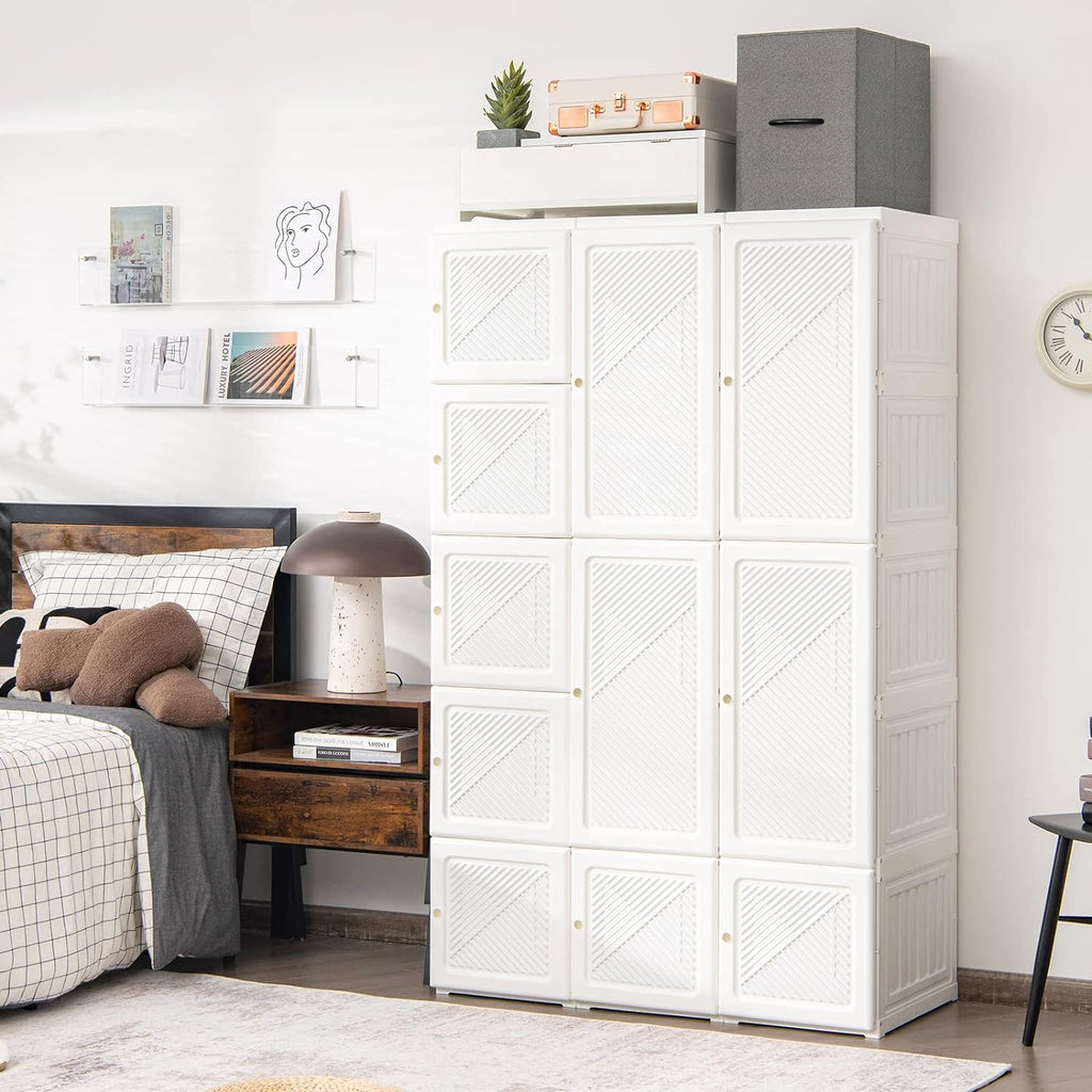 Portable Foldable Wardrobe with Magnetic Doors & Hanging Rods