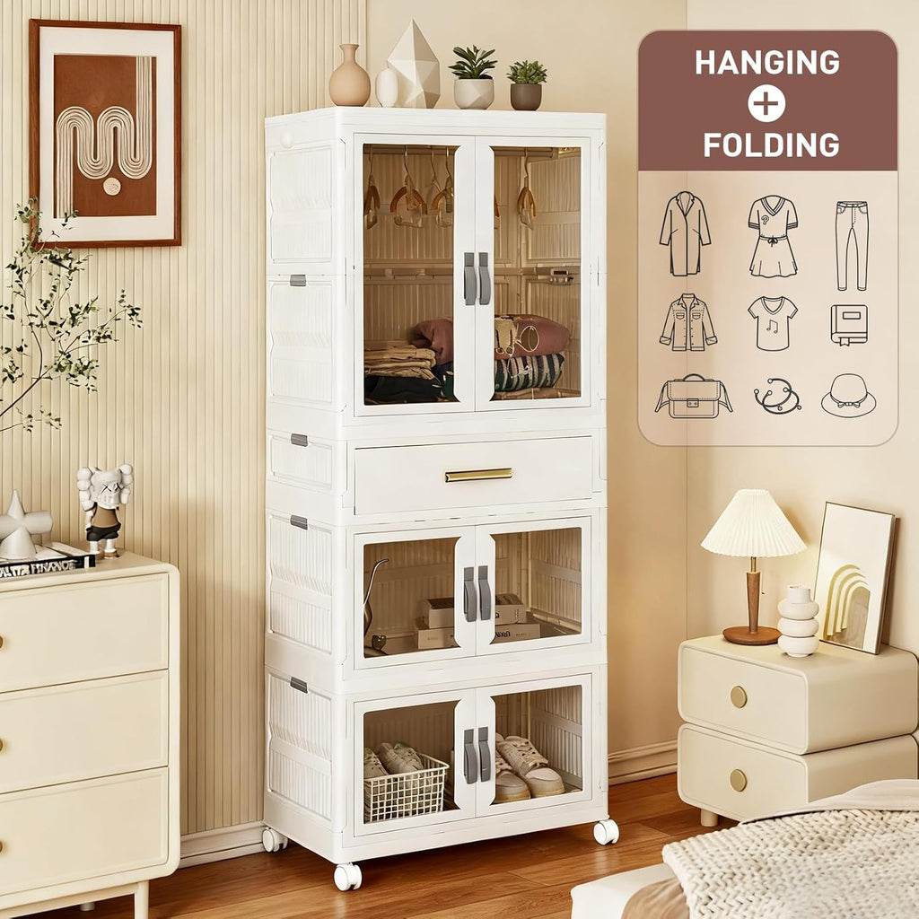 SAYMA 3-Tier Pet Wardrobe Cabinet with Drawer & Hanging Rod
