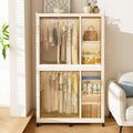 4-Cube Kids Plastic Wardrobe with Magnetic Doors & Wheels