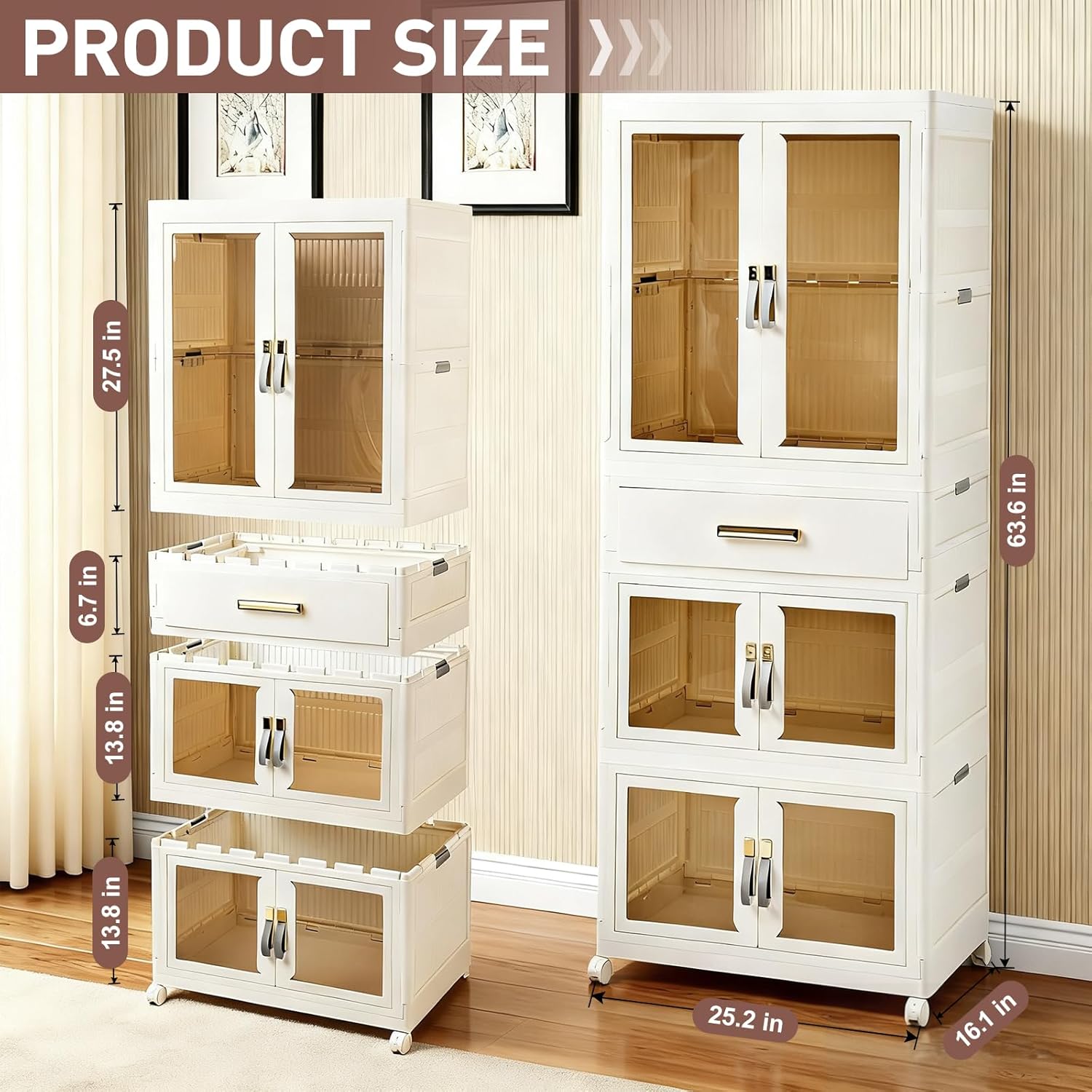 SAYMA 3-Tier Pet Wardrobe Cabinet with Drawer & Hanging Rod
