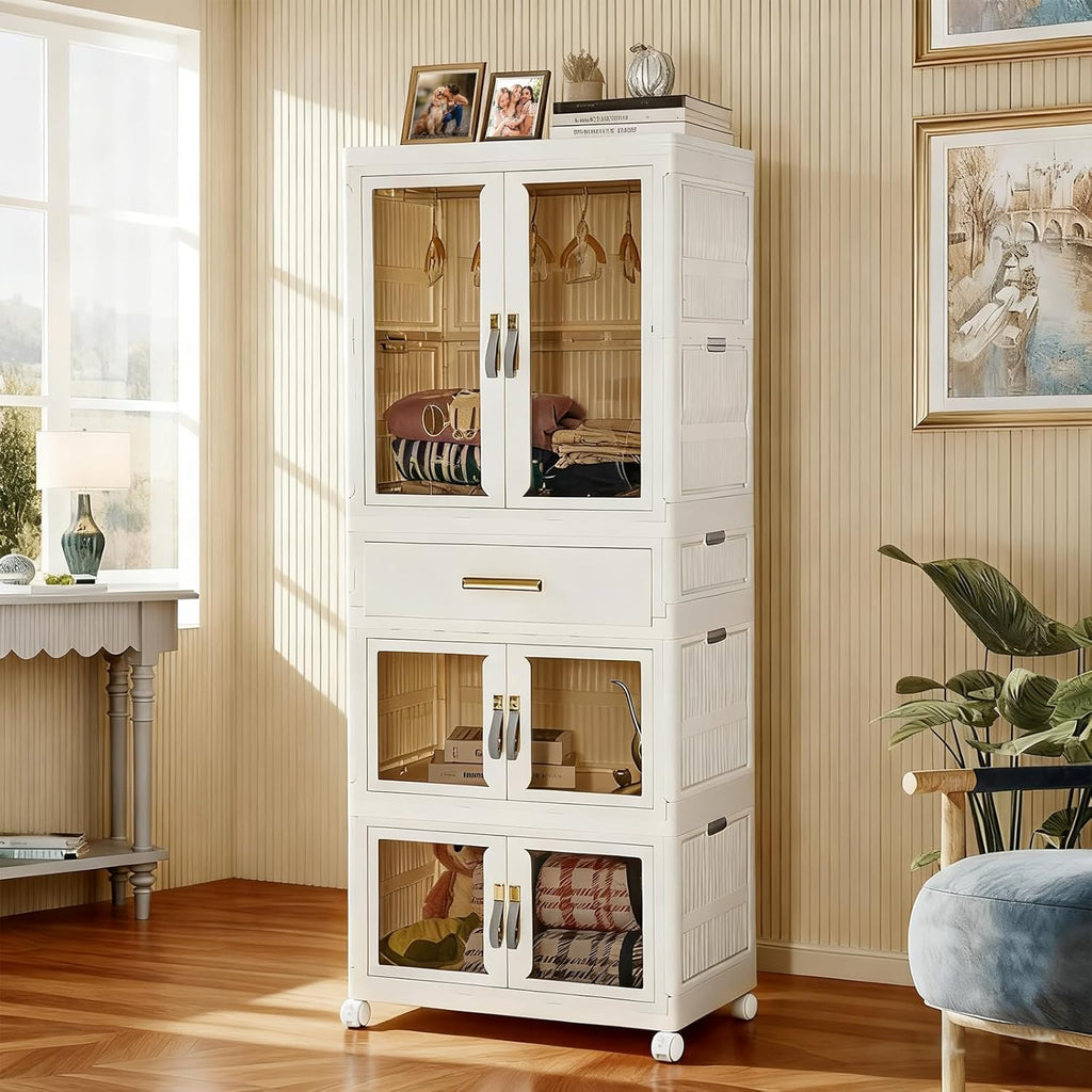 SAYMA 3-Tier Pet Wardrobe Cabinet with Drawer & Hanging Rod